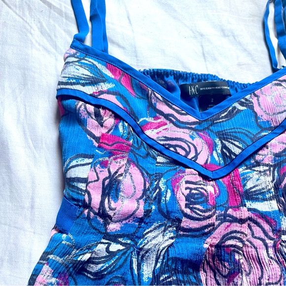 Modern Floral Print Spaghetti Strap Blouse INC International Concepts Size 2 - Picture 4 of 15